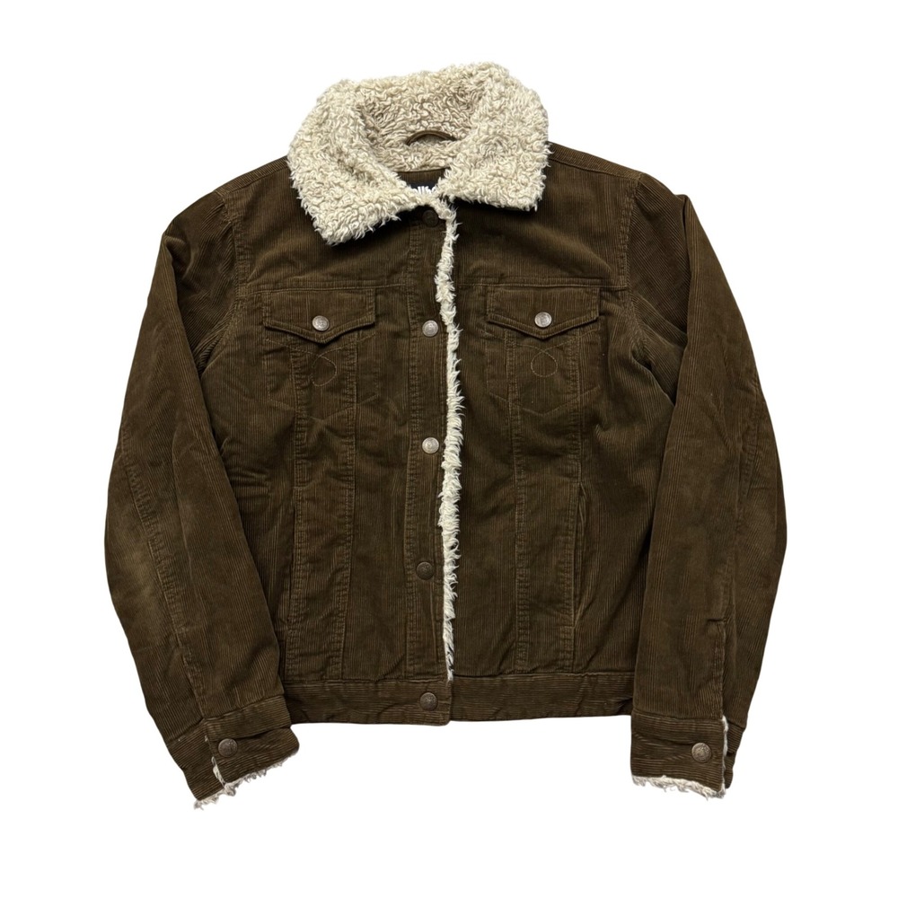 Y2K Dollhouse Brown Corduroy Faux Fur Lined Jacket Sz M